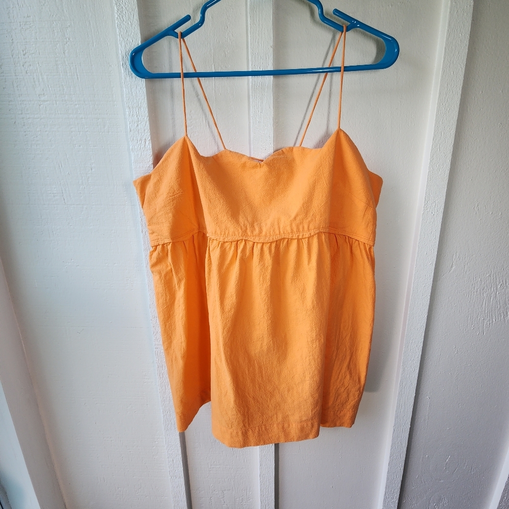 Free People Womens Orange Sweet Scallop Set Spaghetti Strap Top Cotton Size XL